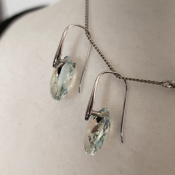 Set of Silver Tone Rainbow Crystal Pendant Necklace & Earring - Picture 6 of 11